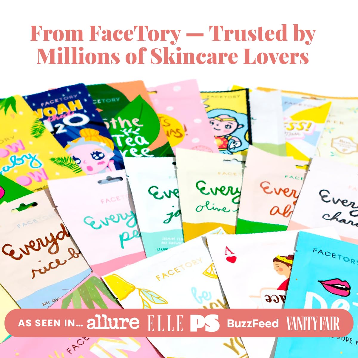 FACETORY 12-Day Sheet Mask Gift Set | Korean K-Beauty Face Mask Collection | Skincare & Spa Gift Set for Women | Self Care Gift
