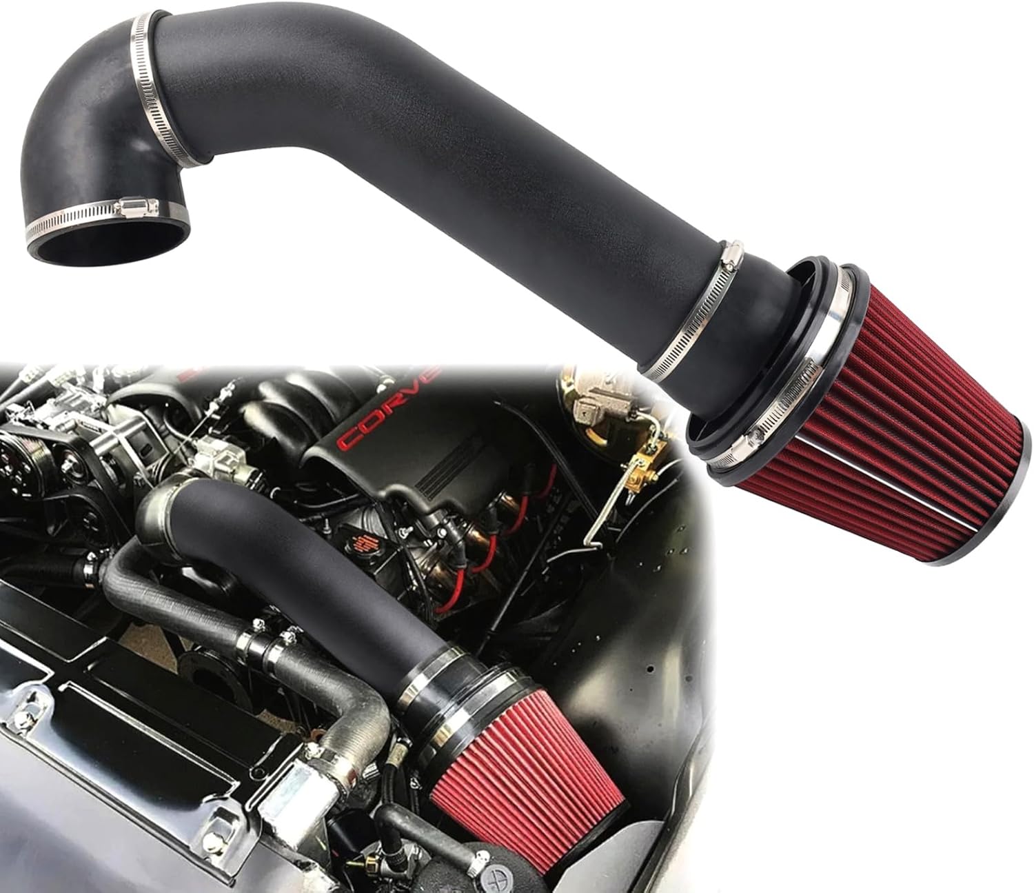 4'' LS Swap Cold Air Intake Kit, Universal Fit, Compatible with LS1 LS2 LSX LQ4 LQ9 Restomod A-Body G-Body Camaro Chevelle GTO Monte Carlo Caprice