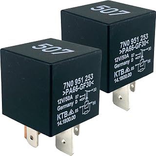 507 Relay 2-Pack, 12V 50A 5-Pin Relay, Compatible with VW Passat Jetta Tiguan Atlas Audi A4, Replaces OEM 7N0951253, for Radiator Fan & A/C Compressor, Fix Overheating & AC Failure
