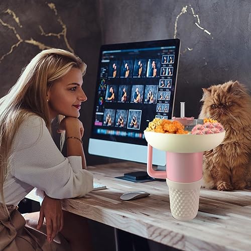 Miniatura 5 de Cuenco de crema para taza Stanley, funda de silicona beige para botas, compatible con vaso Stanley Cup Quencher 2.0 de 40 onzas con asa, y