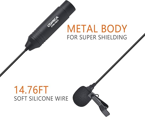 Miniatura 2 de COMICA XLR - Micrófono CVM-V02O, paquete de 2 unidades de 14.76 pies Phantom Power Omni-Direccional Lavalier Micrófono de solapa para videocámaras