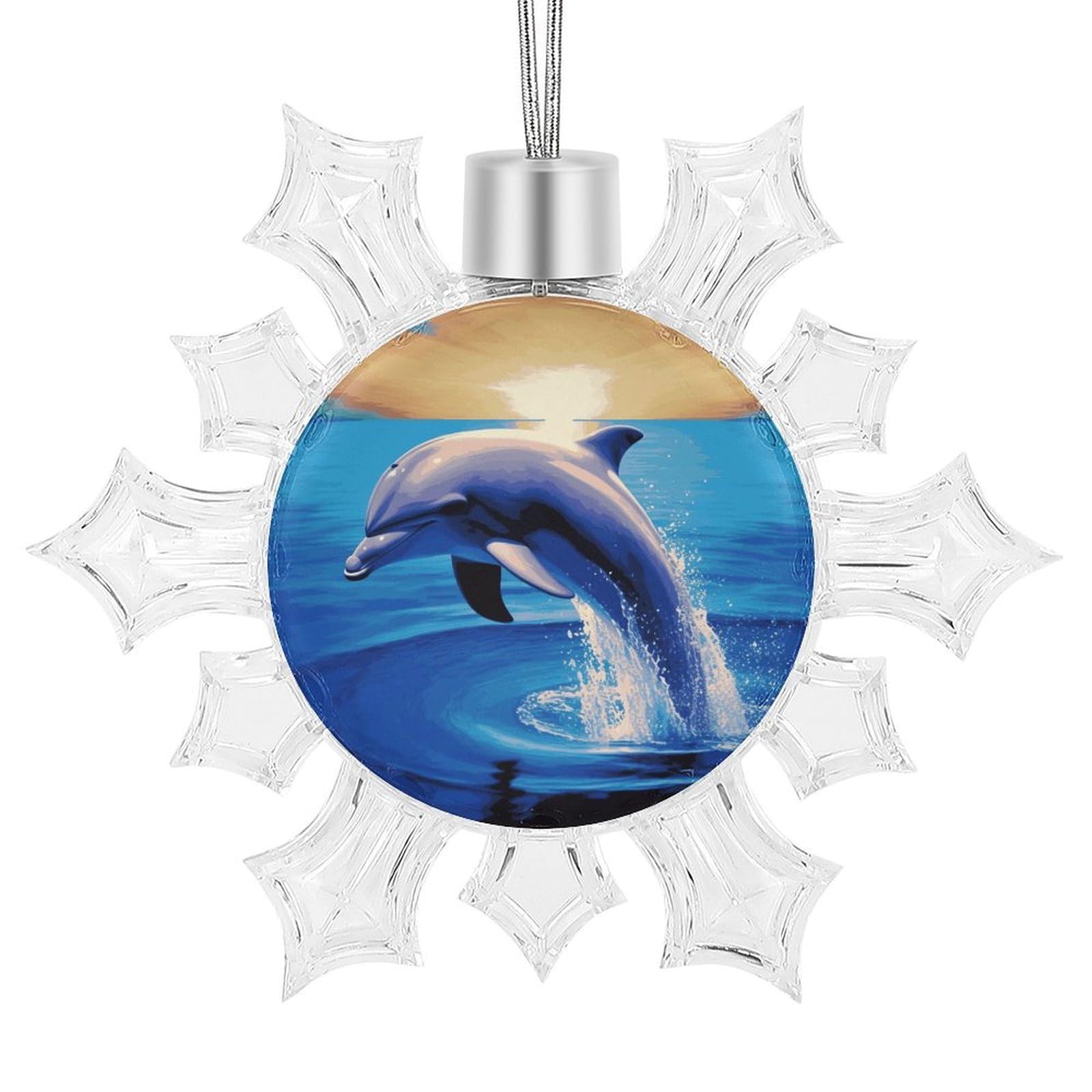 Elegant Dolphin Snowflake Ornaments Cute Snowflake Pendant Exquisite Christmas Tree Ornaments for Christmas Weddings New Year Birthday Holiday Celebration