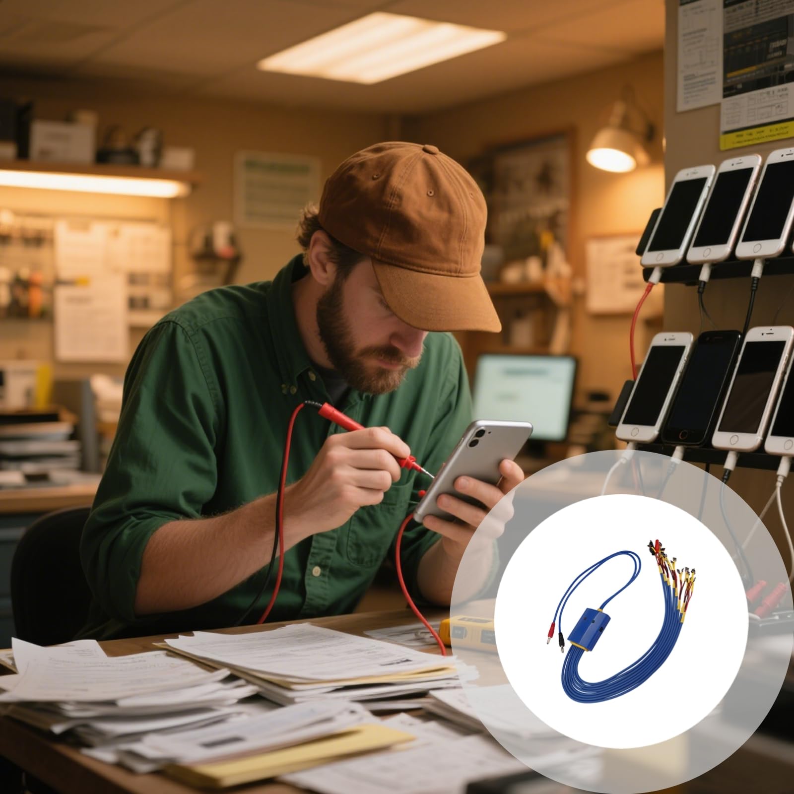 WEMON S115 Cavo di prova di alimentazione del telefono, cavo di avvio per dispositivi Android, 23 connettori originali, protezione da sovratensione, identificazione automatica della polarità