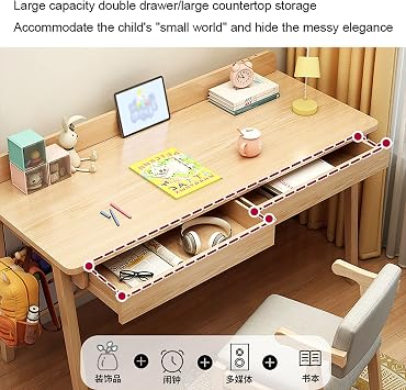 Computer Desk, Home Simple All Solid Wood Dressing Tables, Student Dormitory Study Desks, Bedroom Writing Desks with Drawer(B,120cm)
