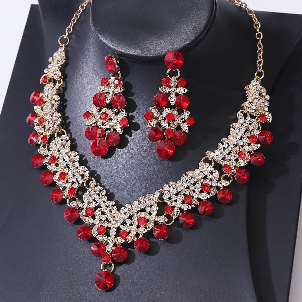 Shining Diva Fashion Latest Stylish Design Fancy Wedding Party Crystal Diamonds Necklace Jewellery Set for Women - Image 5