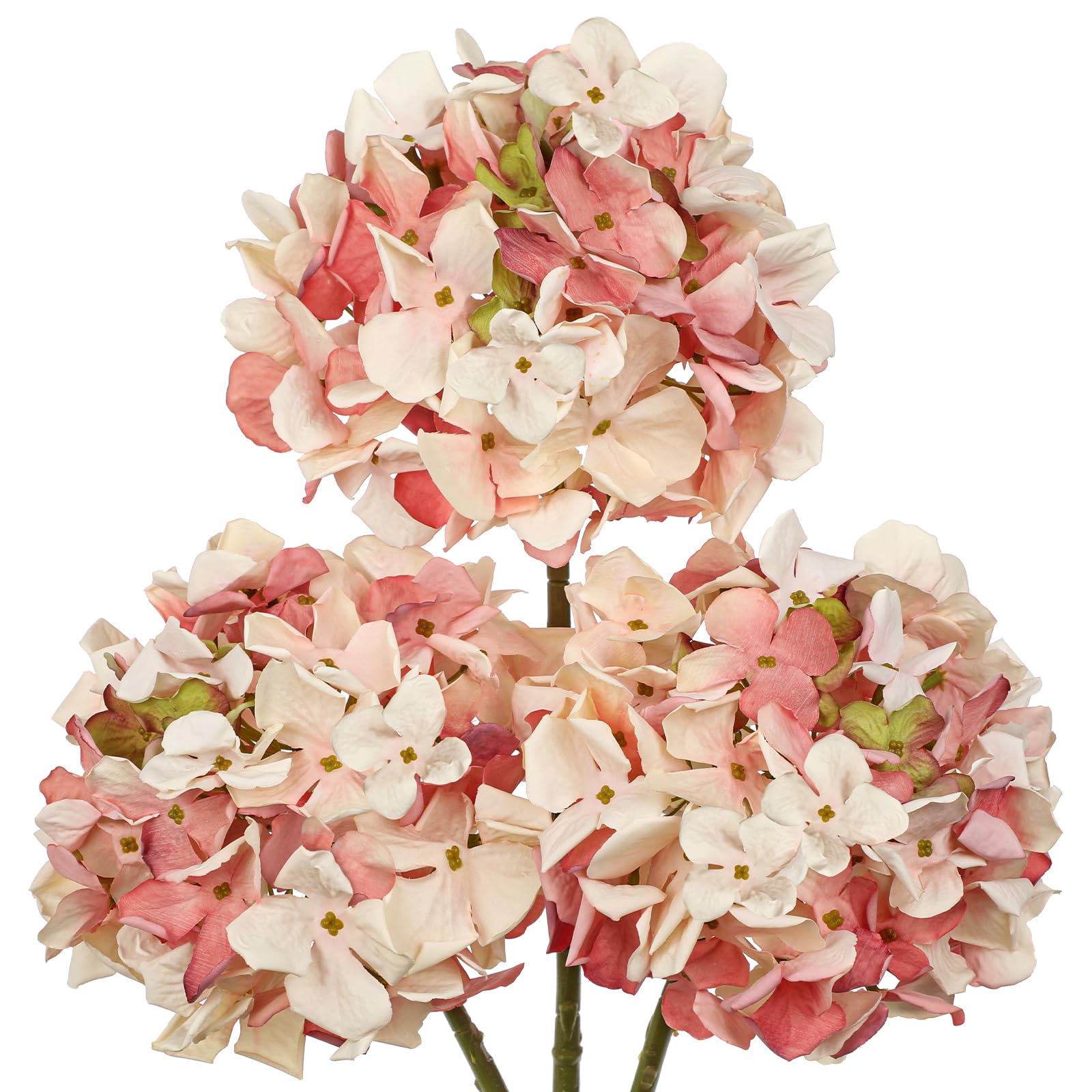 Fleurs artificielles d'hortensia rose en soie séchée Oairse lot de 3 tiges 50cm pour vase