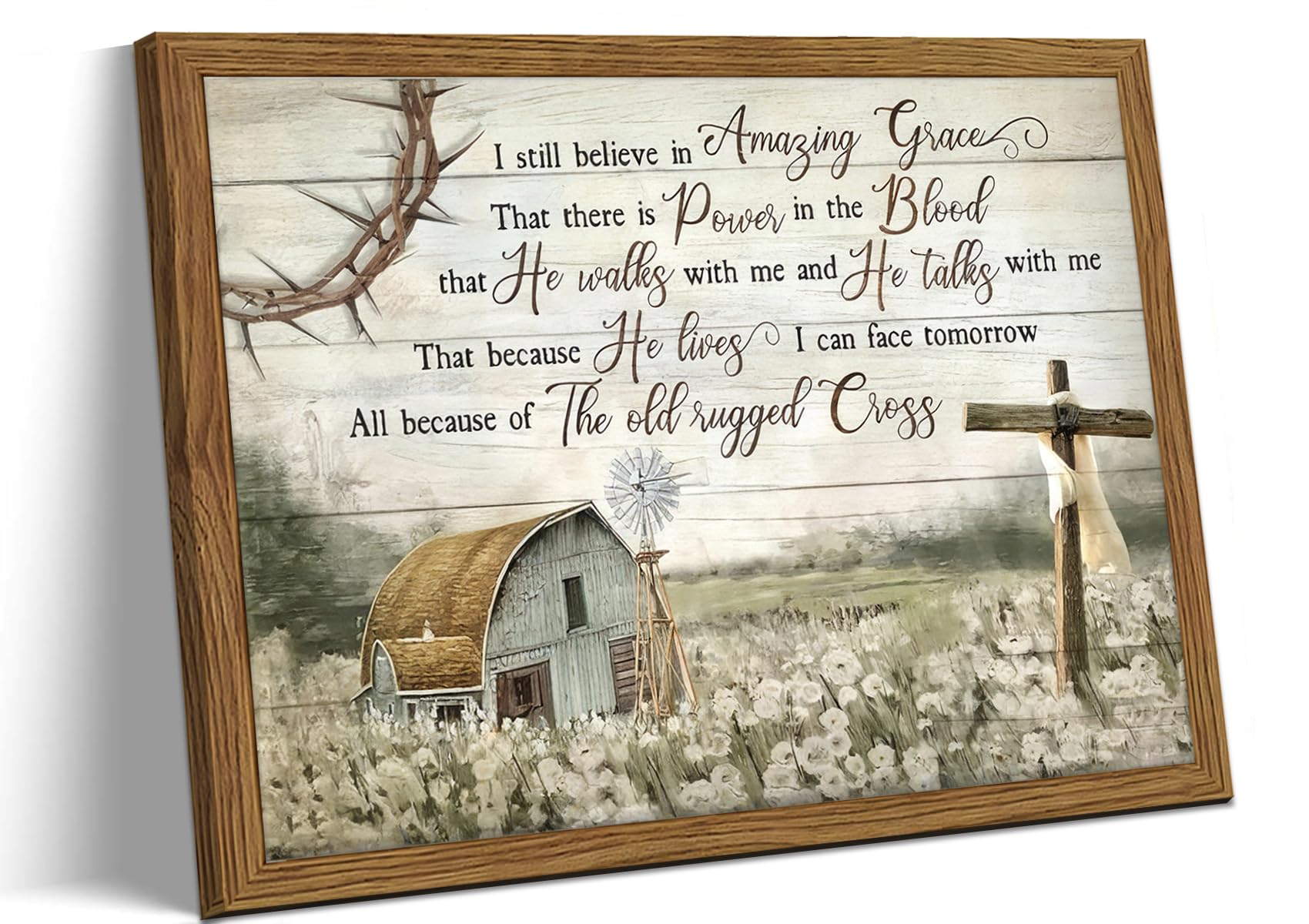 Amazon.com: Dytila Cross Christian Wall Art, Barn Windmill Country Pictures Wall Decor, Bible Verses Paintings, Vintage Hymn Canvas Prints, Religious Artwork for Prayer Room Office Church Framed 16x24 inch: Posters & Prints