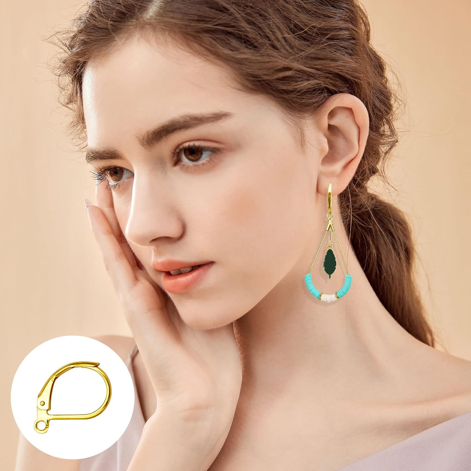 210Pcs French Earring Hooks Hypoallergenic Lever Back Earrings Hooks French Ear Wire Metal Brass Leverback Earring French Hook Earwires Earring Supplies for DIY Jewelry Making Findings(7 Colors) - Image 5