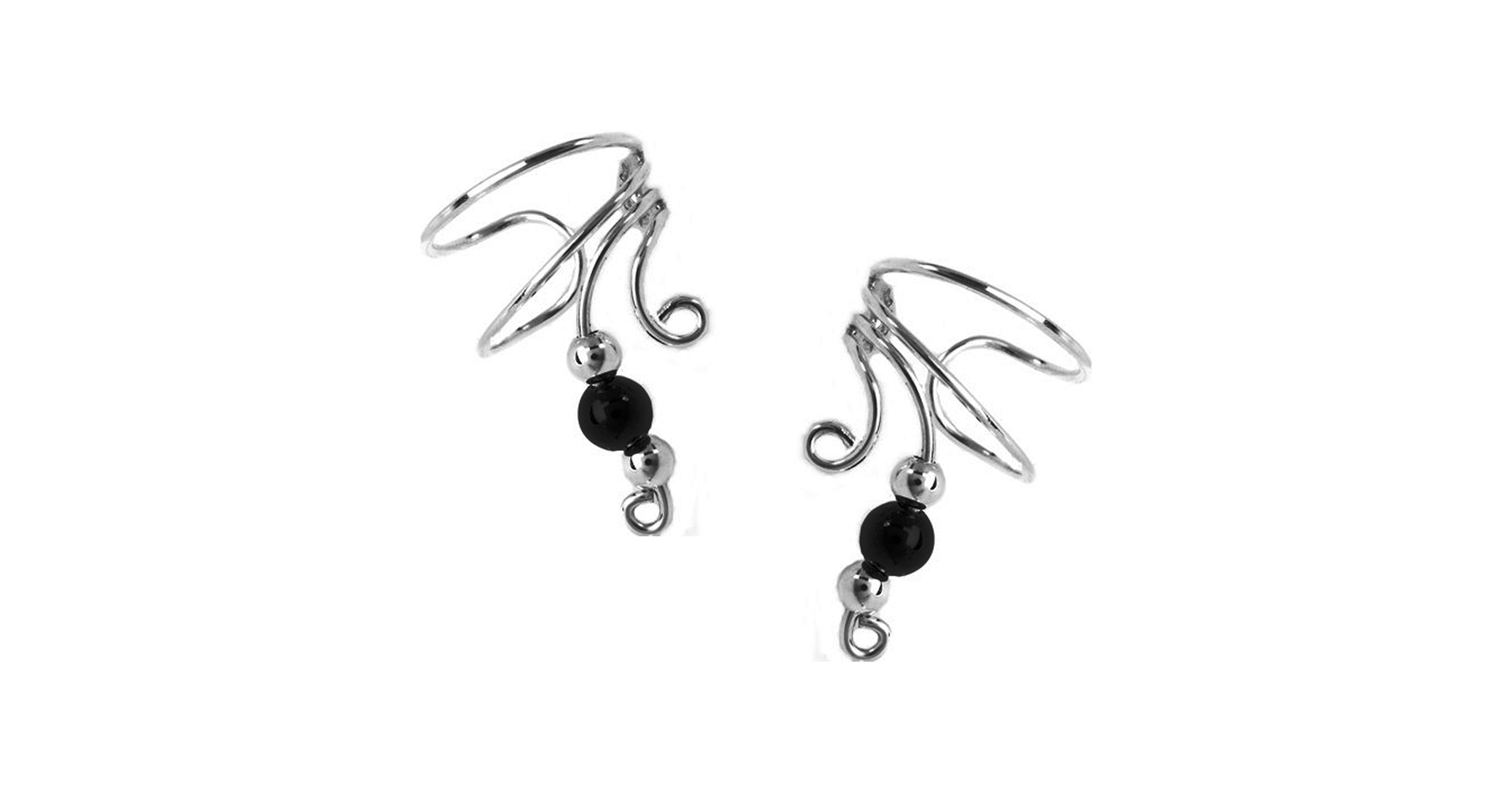 Amazon | 耳チャームブラックオニキスShort Wave Ear Cuff non-pierced