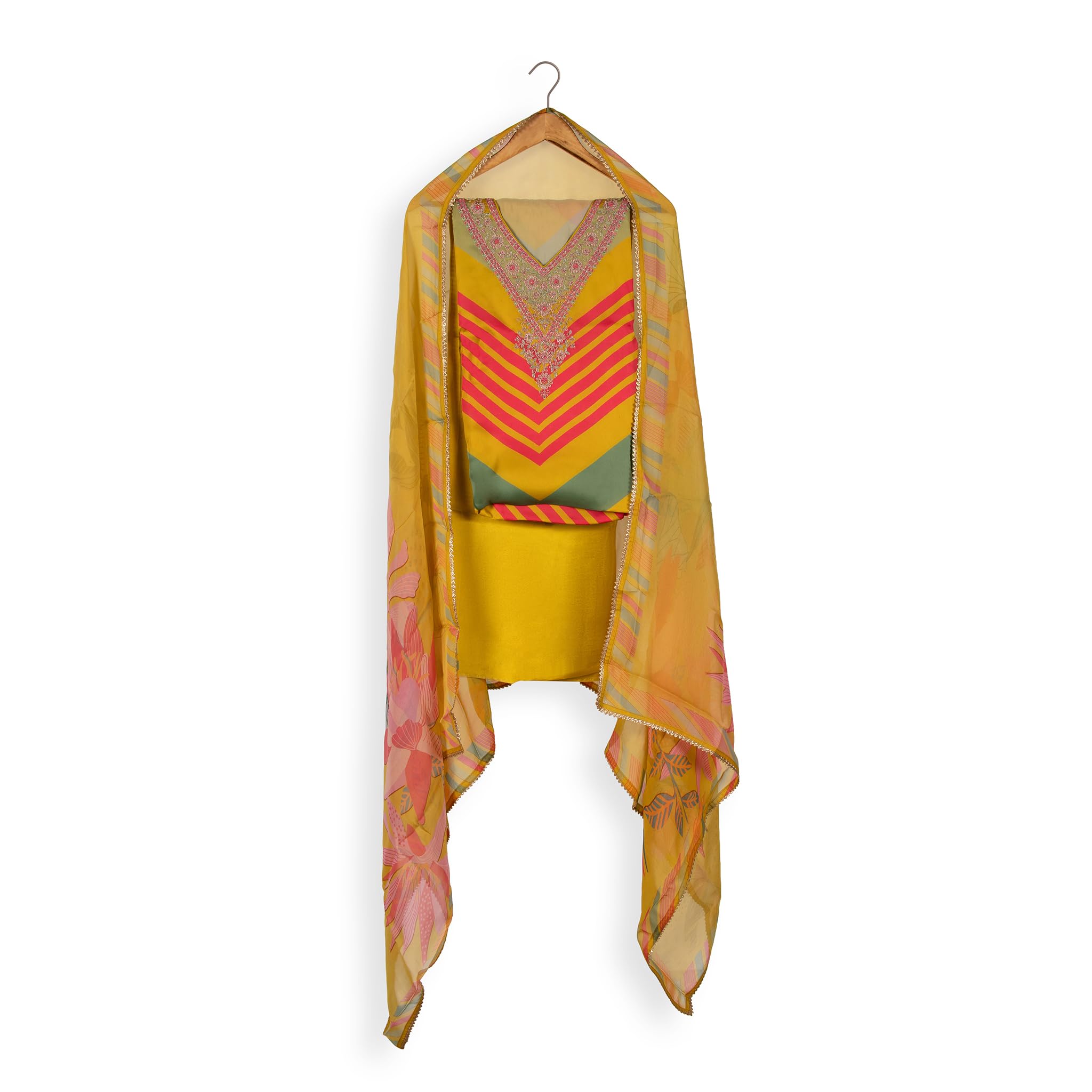 Aurum Clothing Radiant Yellow Designer Collection Fabric Set with Dupatta-image-21