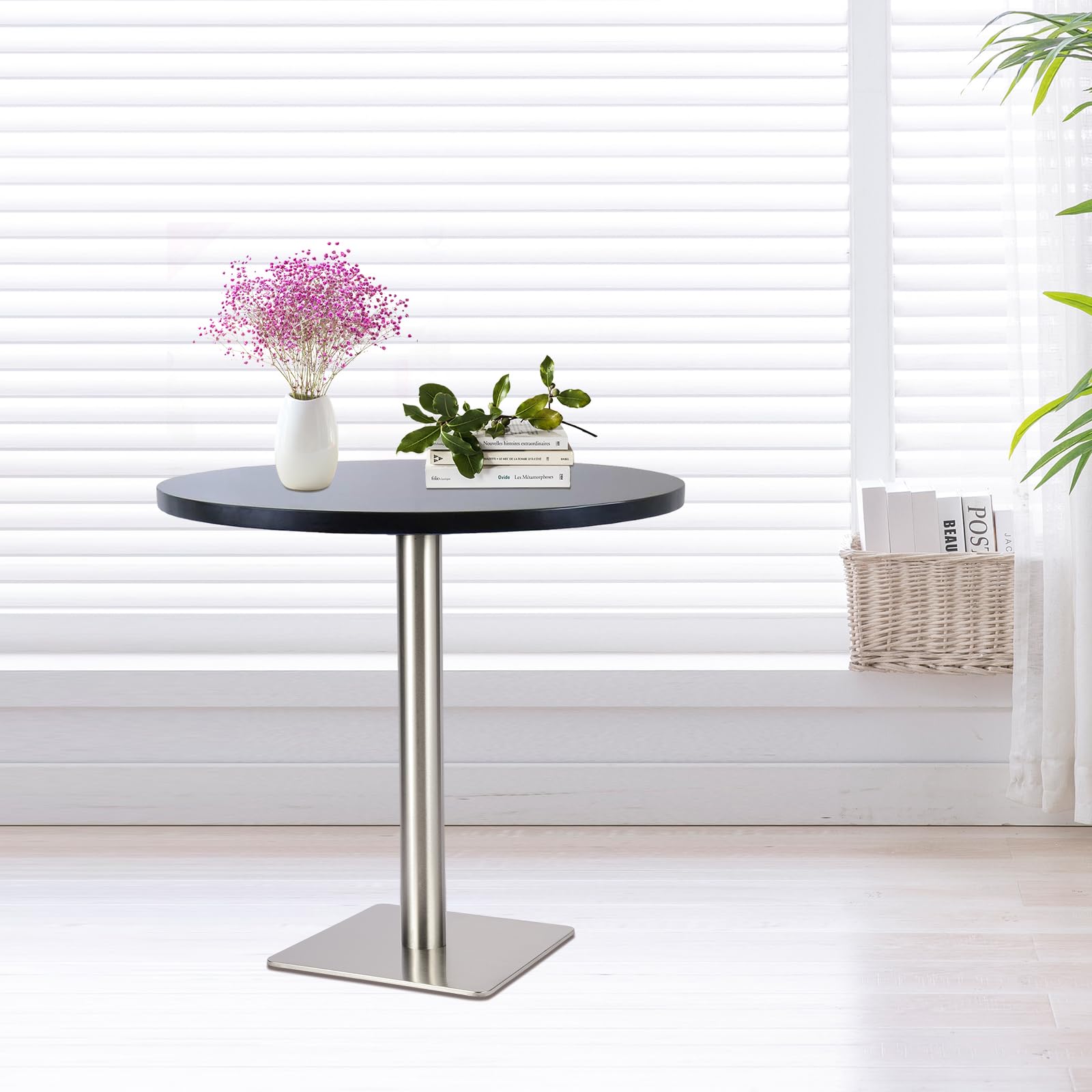 Base da tavolo in acciaio inox, diametro 72 cm, quadrato, 245 x 245 cm