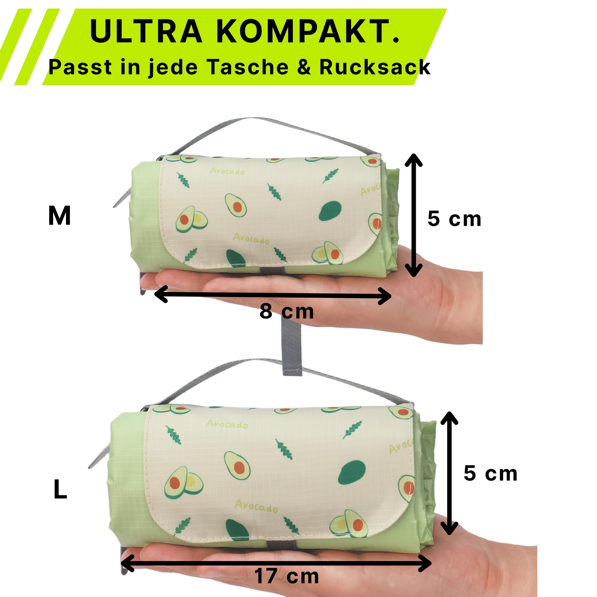 Manta de Picnic 150 x 210 cm Impermeable Ultraligera y Extrafina - Manta Exterior Compacta Verde para Camping, Playa, Senderismo, Acampada, Festivales y Aire Libre