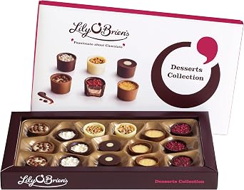 Lily O'Brien's Desserts Collection 210g - 16 Assorted Chocolates from 6 Dessert Inspired Recipes - Present, Sharing Box, Gift, Thank You Teacher
