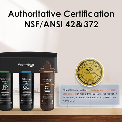 Miniatura 5 de Waterdrop TSA - Filtro de agua para debajo del fregadero de 3 etapas y Waterdrop WD-10PP y WD-10GC, filtro de agua para debajo del fregadero