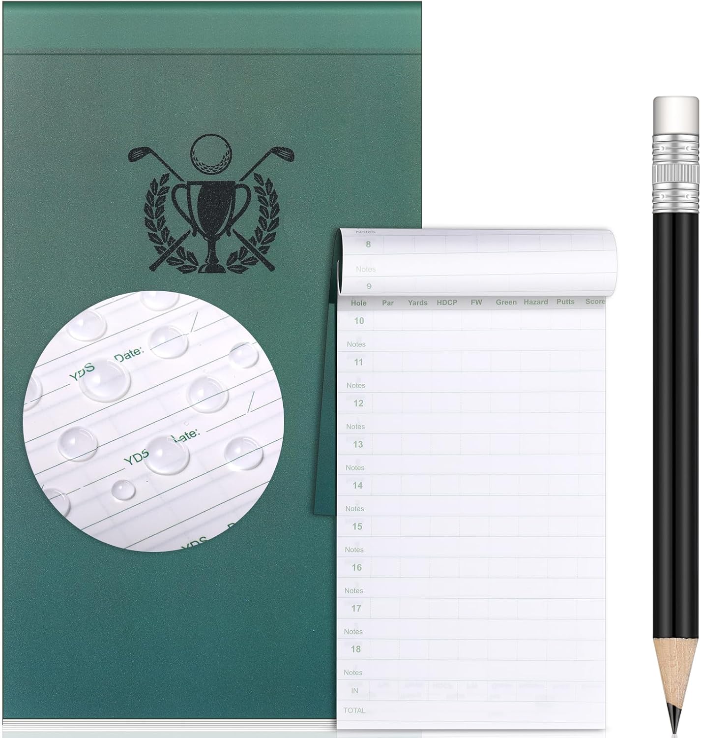 Yexiya Waterproof Golf Scorecard Book with Pencil Yardage Book All Weather Notebook Golf Gifts Log Pocket Score Notebook for Men, Sports Outdoor Club Accessories