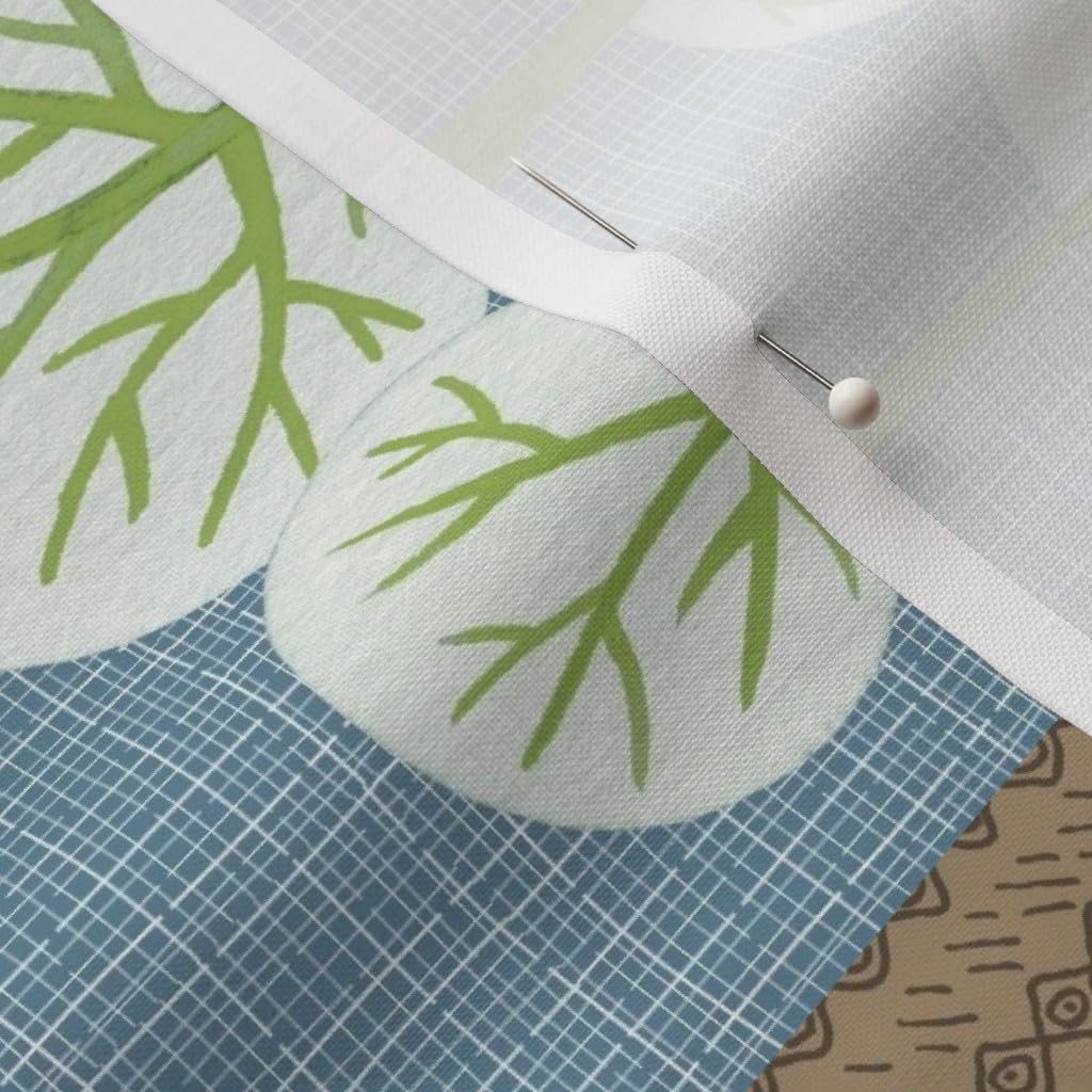 Spoonflower Fabric - Woodland Little Man Patchwork Quilt Bear Raccoon Fox Cream Blue Brown Printed on Petal Signature Cotton Fabric by The Yard - Sewing Quilting Apparel Crafts Decor