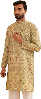 SOJANYA (Since 1958 Men's Cotton Blend Printed Pista Green Only Long Kurta Size:42 Price In India