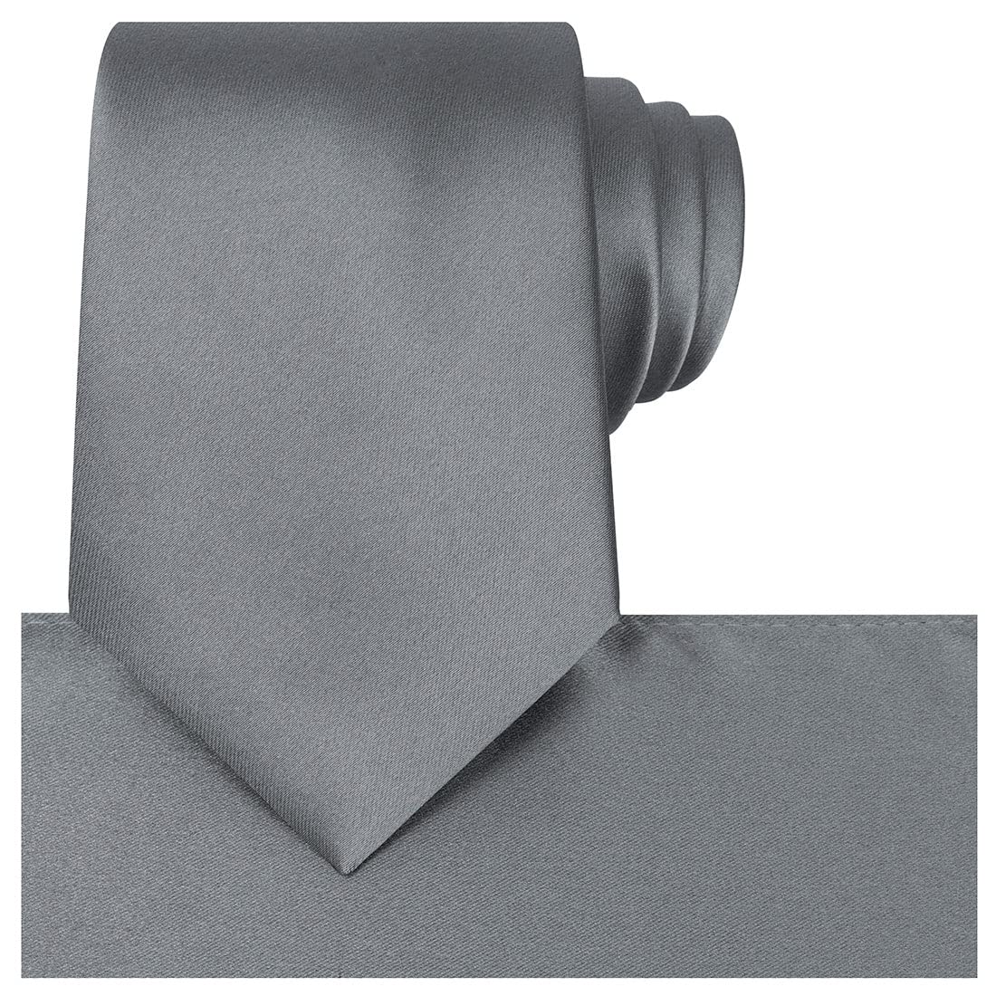 KissTies Satin Tie Set Solid Ties Mens Necktie + Pocket Square