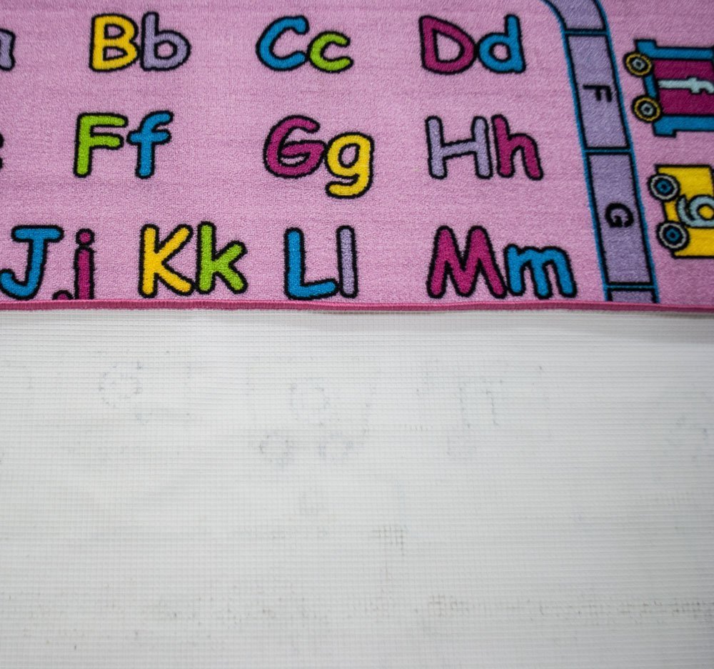 Mybecca Kids Rug ABC Fun in Pink Area Rug 5' x 7' Children Area Rug for Playroom & Nursery - Non Skid Gel Backing (59