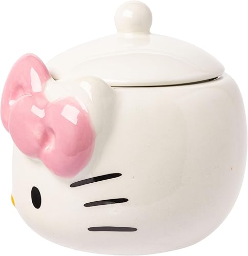 Miniatura 32 de Silver Buffalo Tarro de cerámica para aperitivos o galletas de color rosa de Hello Kitty, de Sanrio, tamaño mediano Hello Kitty Waving (cerámica)