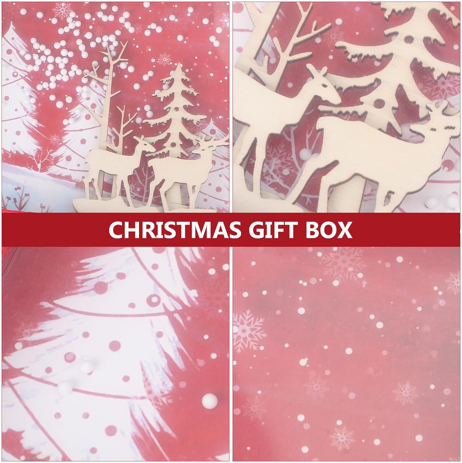 Hemoton Christmas Box Set, Medium Red Rectangular Wrapping Box with Lid, Festival Party Supply for Holiday Presents, Birthday and Valentine’s Day Packaging