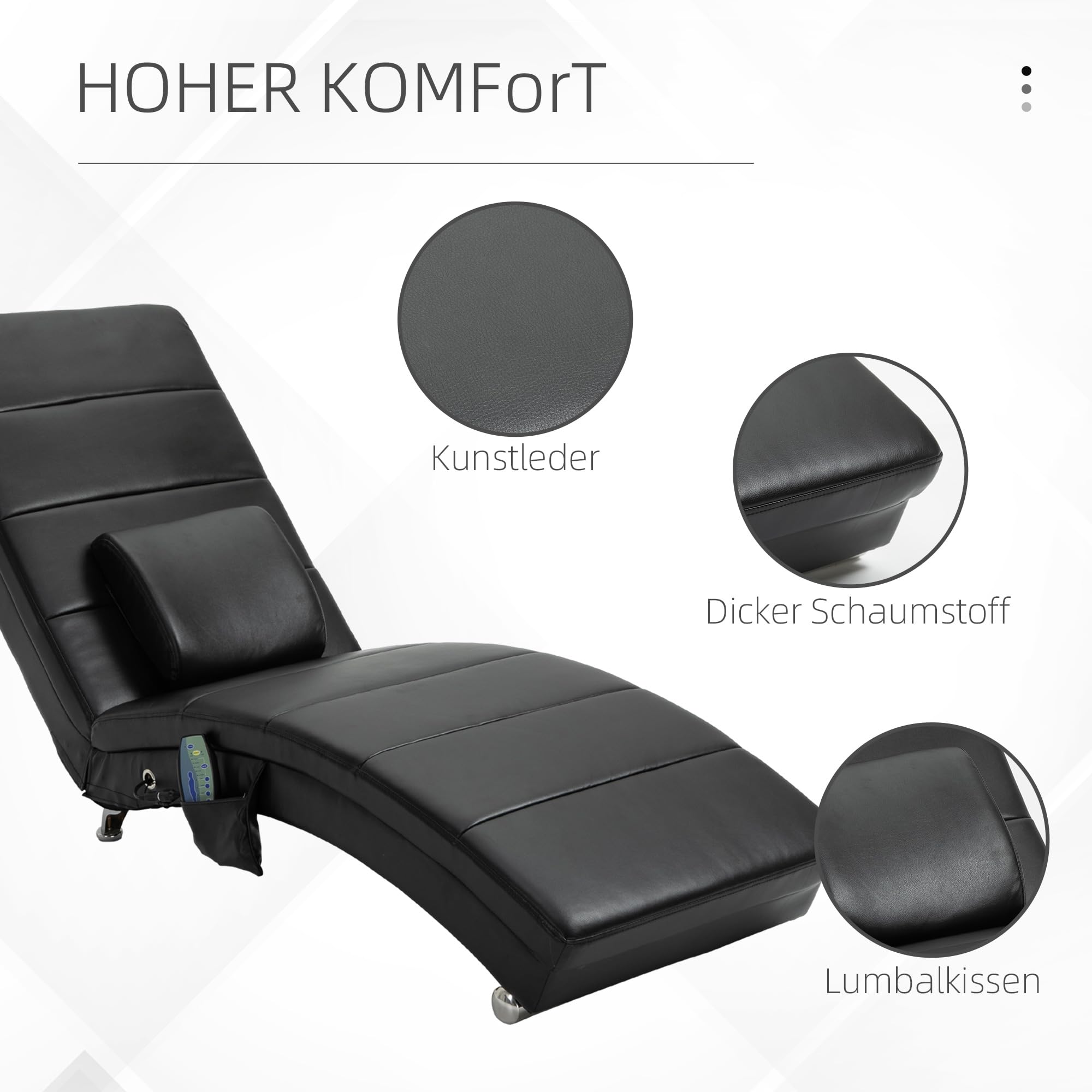 HOMCOM Relaxliege Elektrisch mit Liegefunktion 8 Massagepunkten Schwarz