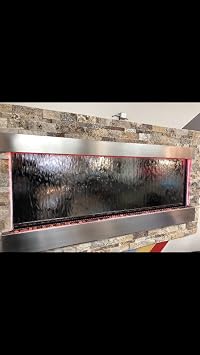 Wall Waterfall XXL 60"x26" Water Fountain St. Steel,Mirror Glass, Color Lights Remote Ctrl Sale