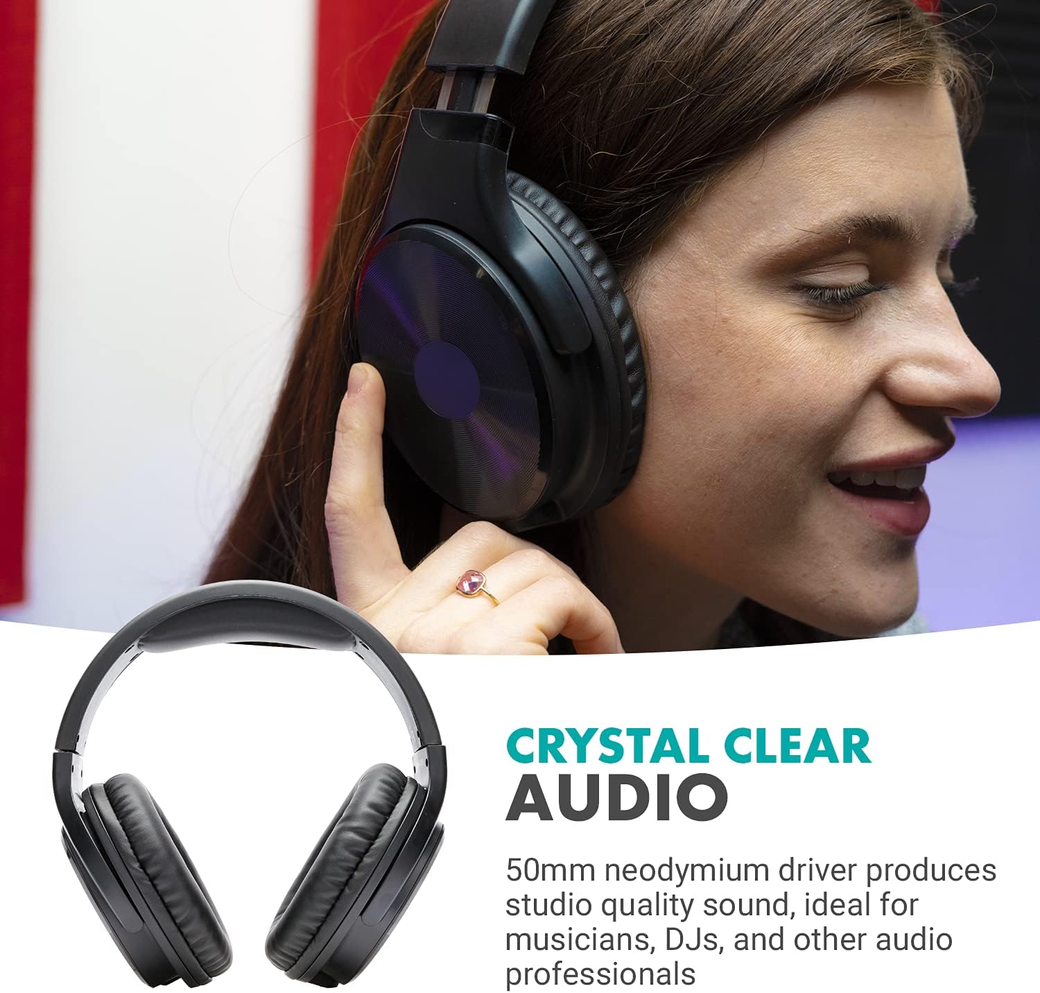 Movo MH-100 Hi-Fi Studio Headphones with Microphone - Wired Over Ear Headphones for Gaming and Music with 3.5mm and 6.35mm Input - Comfortable Headphones with Mic - Perfect Podcast Headphones for PC