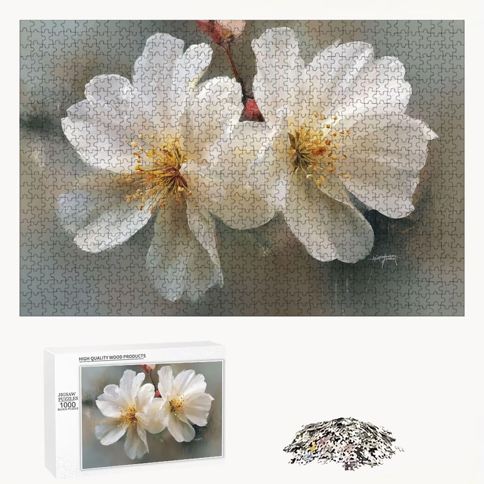 Puzzle 1200 Piezas Adultos Flor & Beige, Rompecabezas con Letras Traseras y Póster, Pasatiempo Antiestrés, Decoración de Pared, Regalo Decorar Mujer Hombre 75 x 50 cm (14 Años +) P3#652