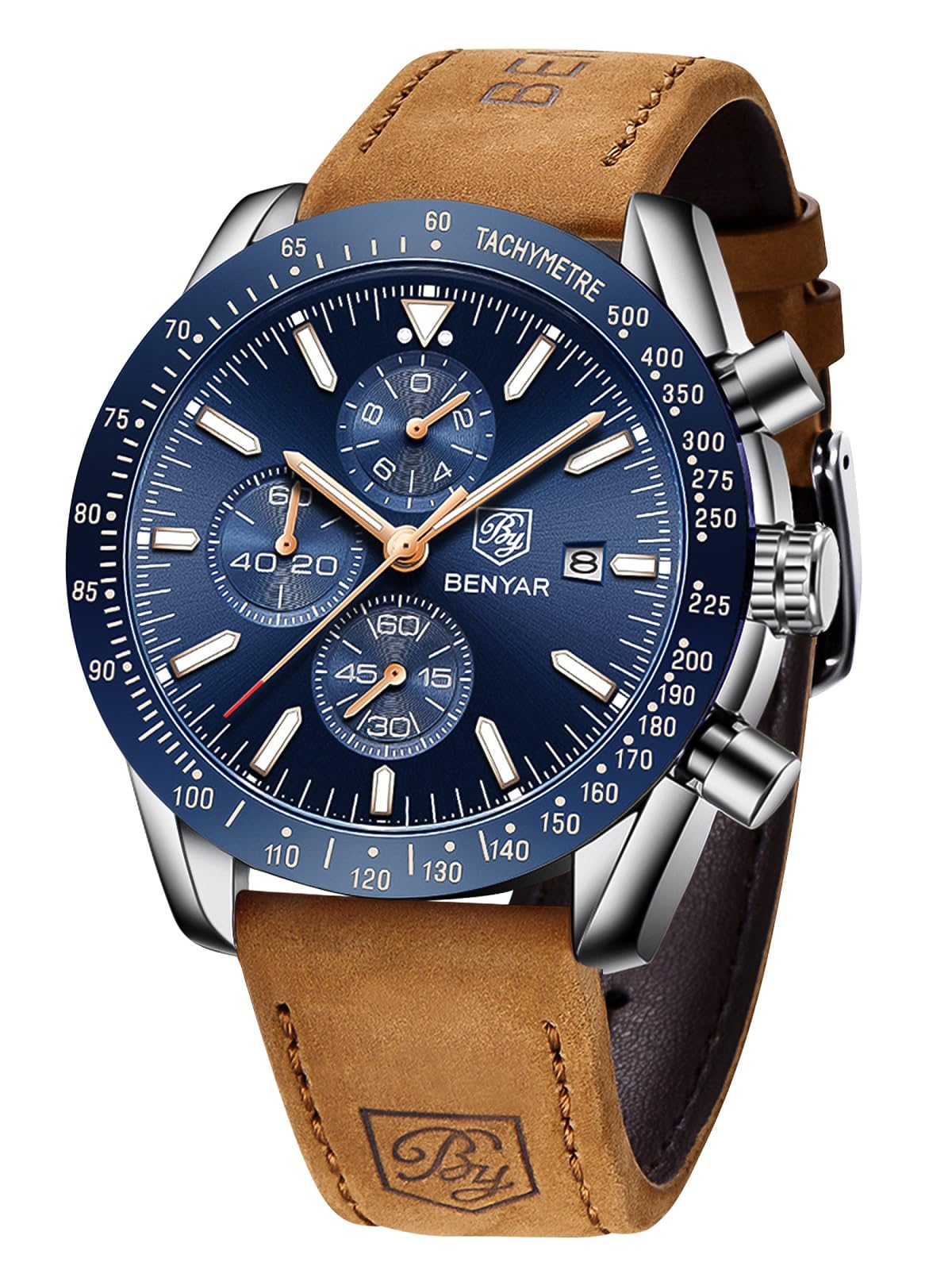 Benyar Orologio da Polso Uomo Analogico Movimento al Quarzo Elegante Sportivo Impermeabile Cronografo Regalo per Uomo