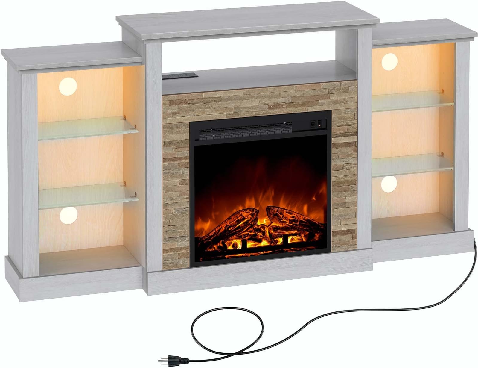 Real Flame Calie 67" TV Stand with Electric Fireplace in
