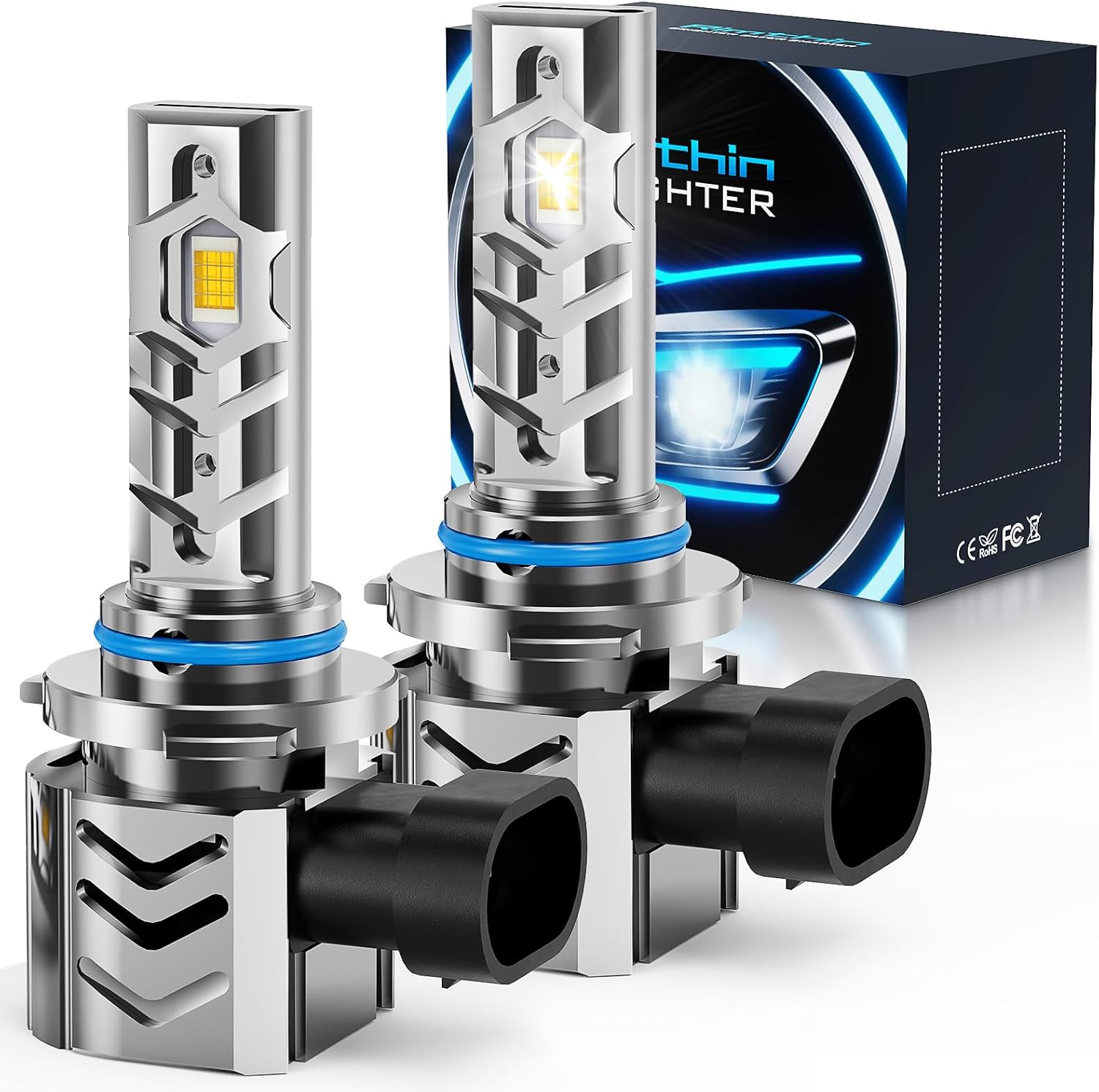 9006 Light Bulbs, 35,000LM Super Bright HB4 Fog Lights, 6000K Cool White, Real 1:1 Size Design, Plug and Play 9006 Bulbs, Pack of 2