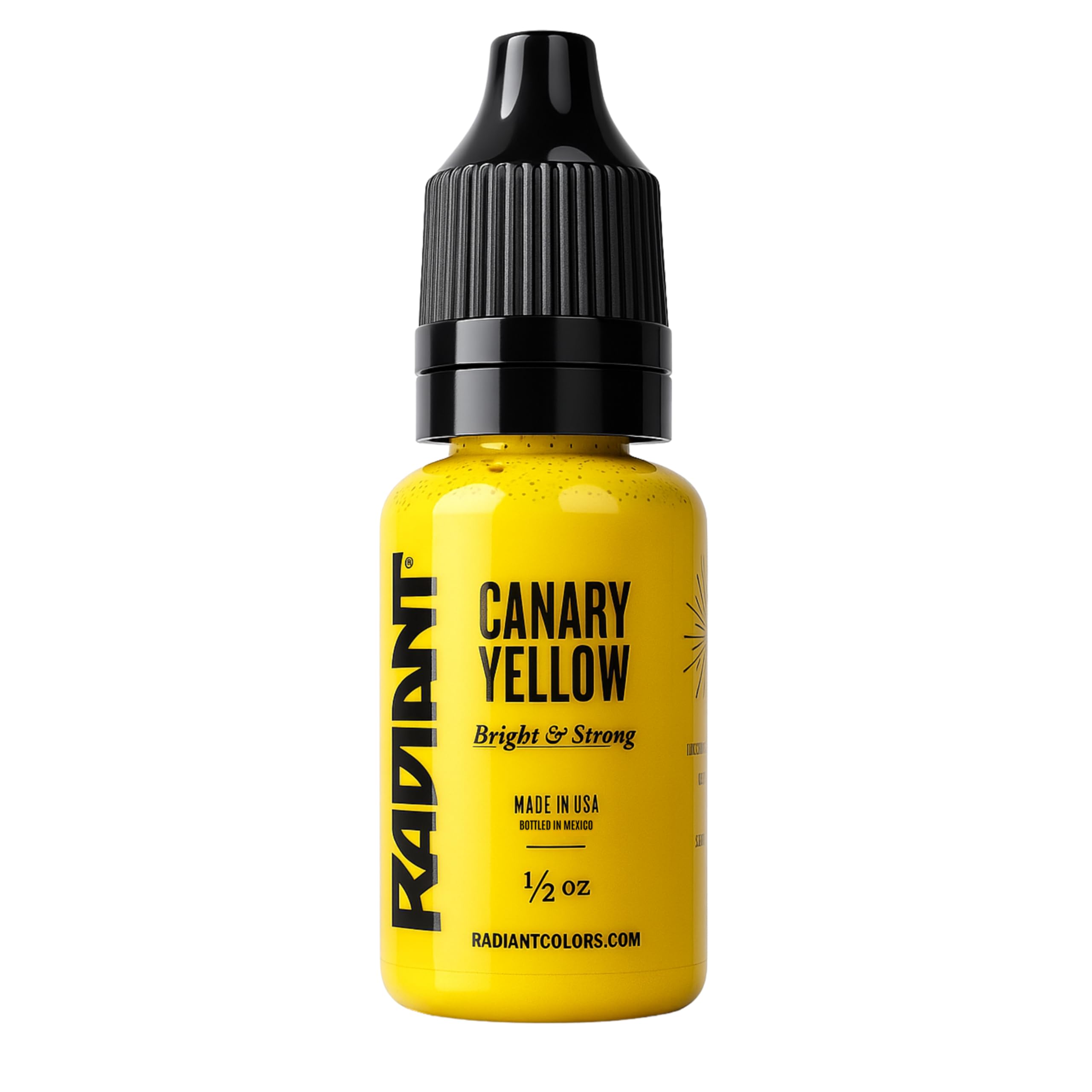 Canary Yellow Tattoo Ink by Radiant Colors – 15ml (1/2oz) – Bright, Professional Grade Yellow Pigment – Vegan, Sterilized, and Long-Lasting Tattoo Ink for Artists