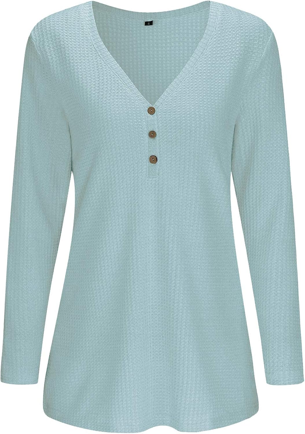 OUGES Women's Long Sleeve Button Loose Casual Blouses Tunic Tops