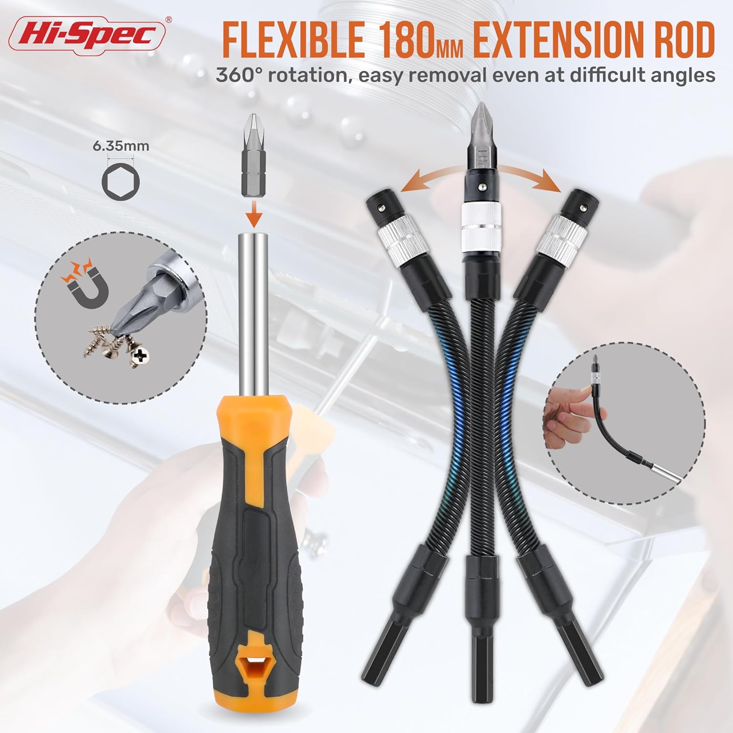 Hi-Spec Magnetic Screwdriver & Hex Torx Screw Bit Set 73-Piece, Included Precision Screwdrivers, Flexible Bit Extension and Handle in a Complete Compact Tool Box