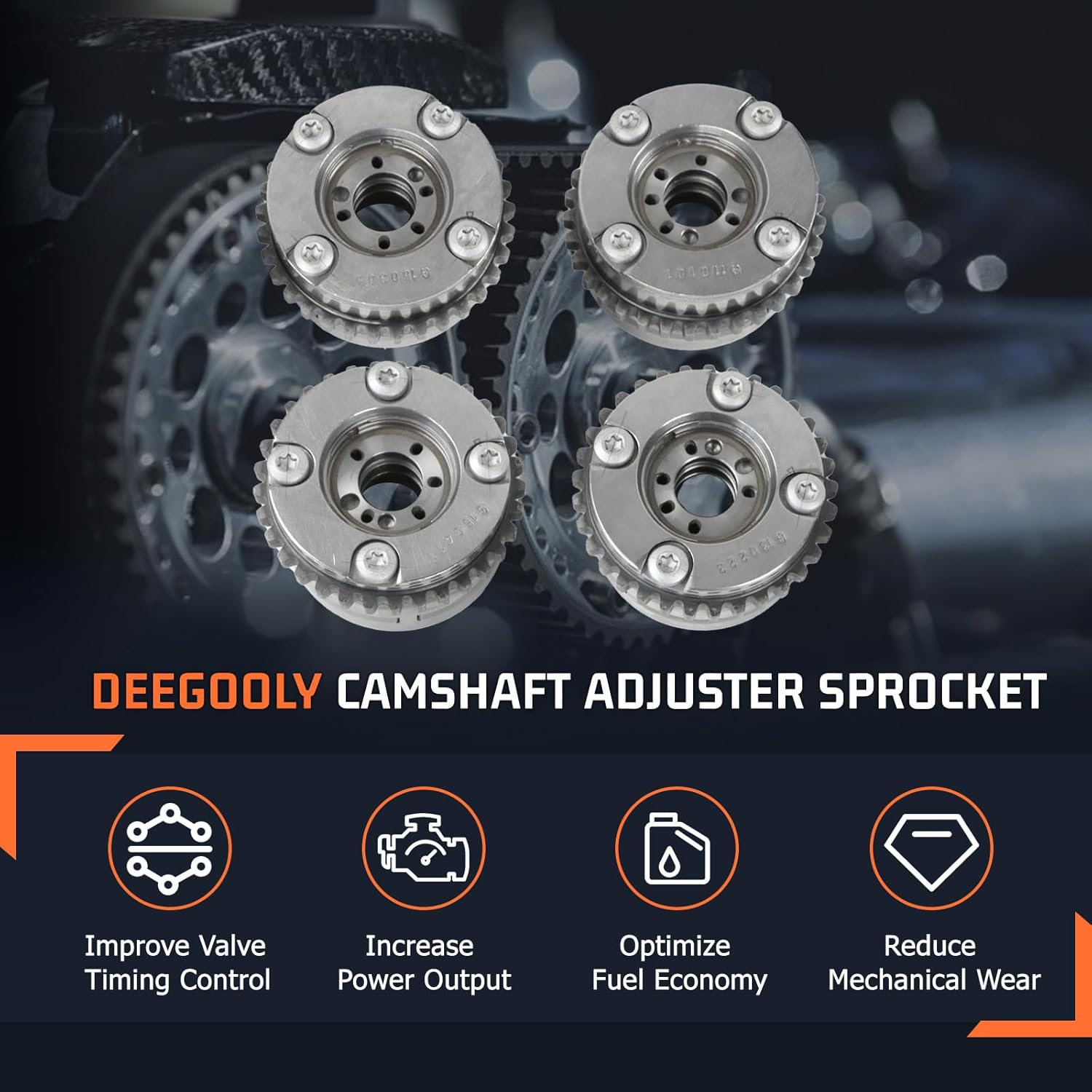 4PCS Intake & Exhaust Camshaft Adjuster Set 2760501347 2760501447 2760501547 2760501647 Applied for 2012 Mercedes-Benz E350 C350 ML350 V6 3.5L Replacement Parts