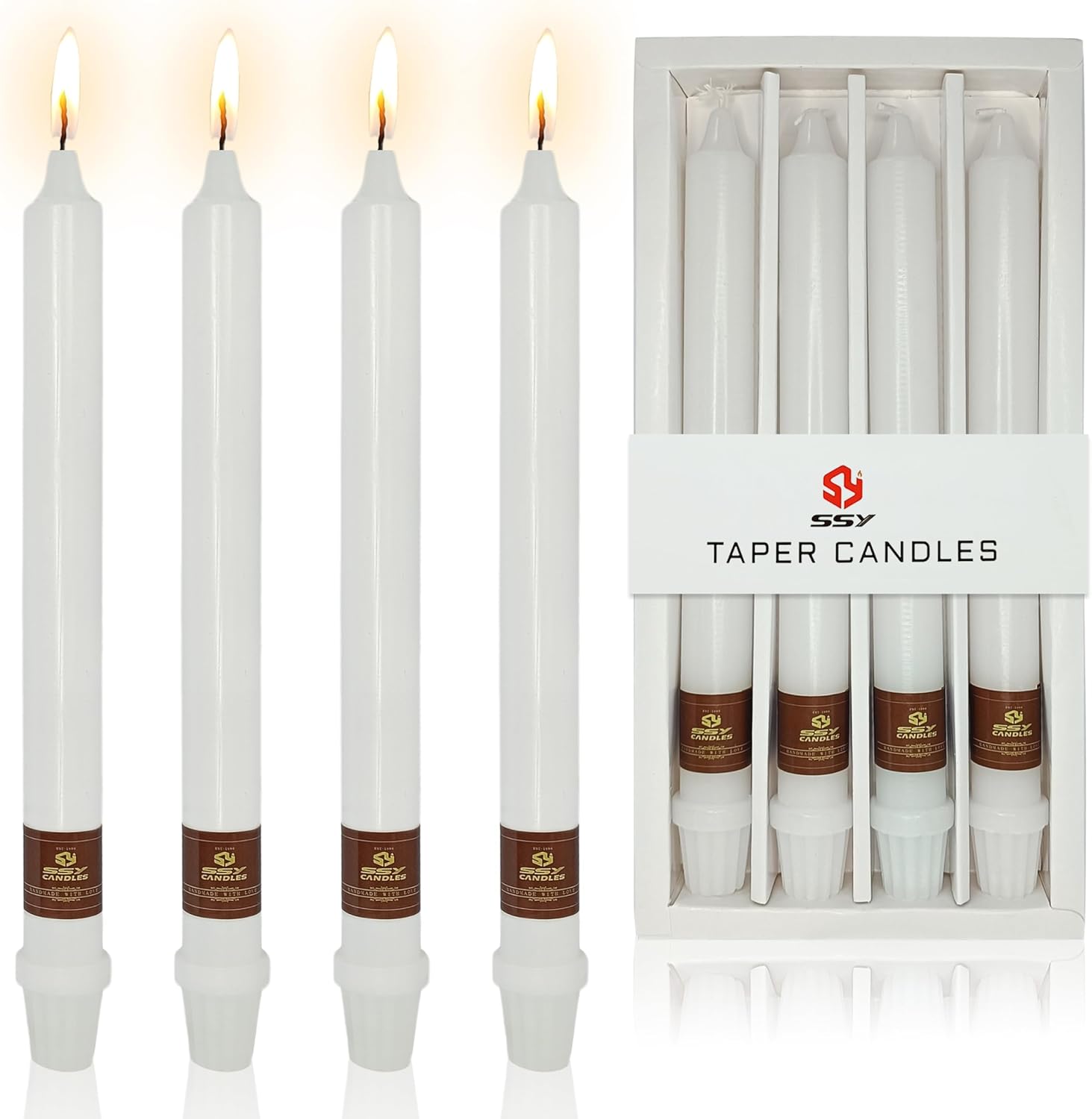 Candle White Candles Wedding Candles Unscented Tapered Candle 8 PCS Smokeless Candlesticks Long-Burn Candle for Home Dinner Wedding Party Decoration