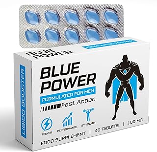 Blue Power 40 Pills 100mg - Stronger & Harder Enhanced Strength & Firmness for Men - Designed to Boost High Stamina, Performance & Prolonged Results - Natural Male Enhancing Food & Herbal Supplement