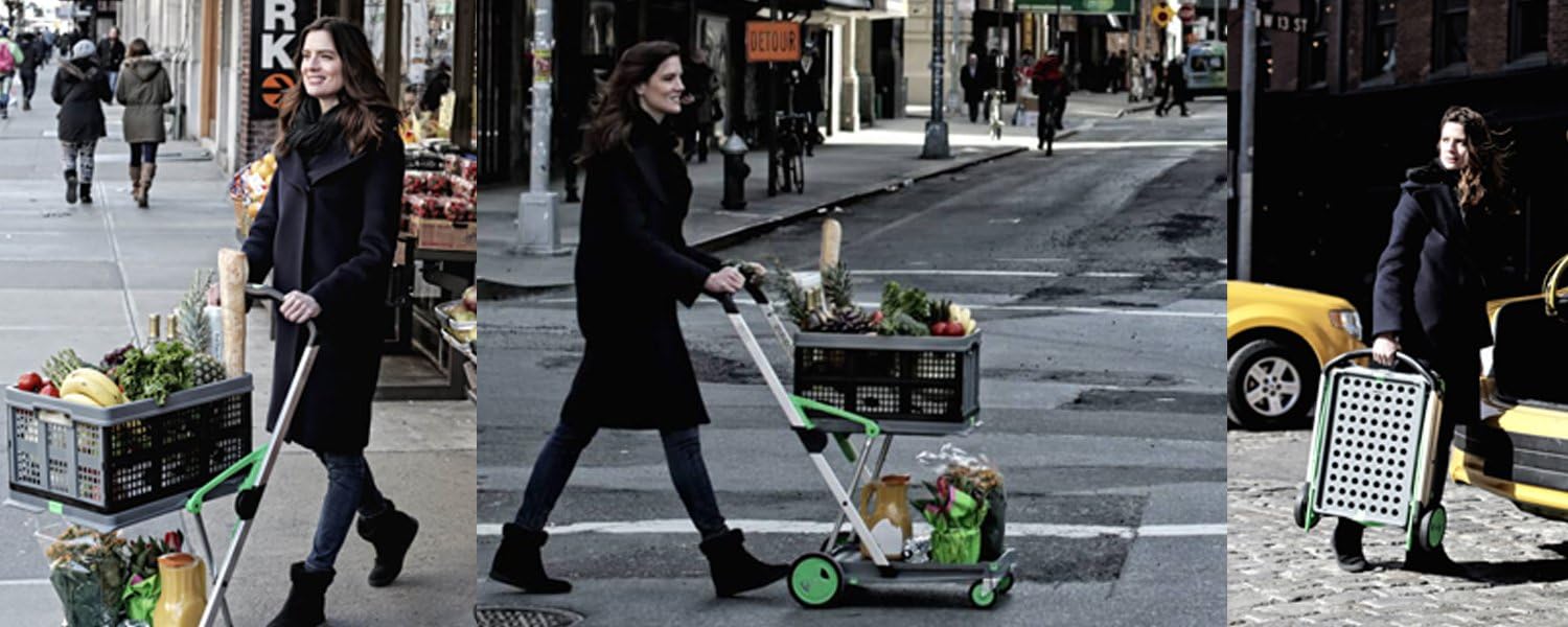 clax cart mobile folding shopping cart with storage crate