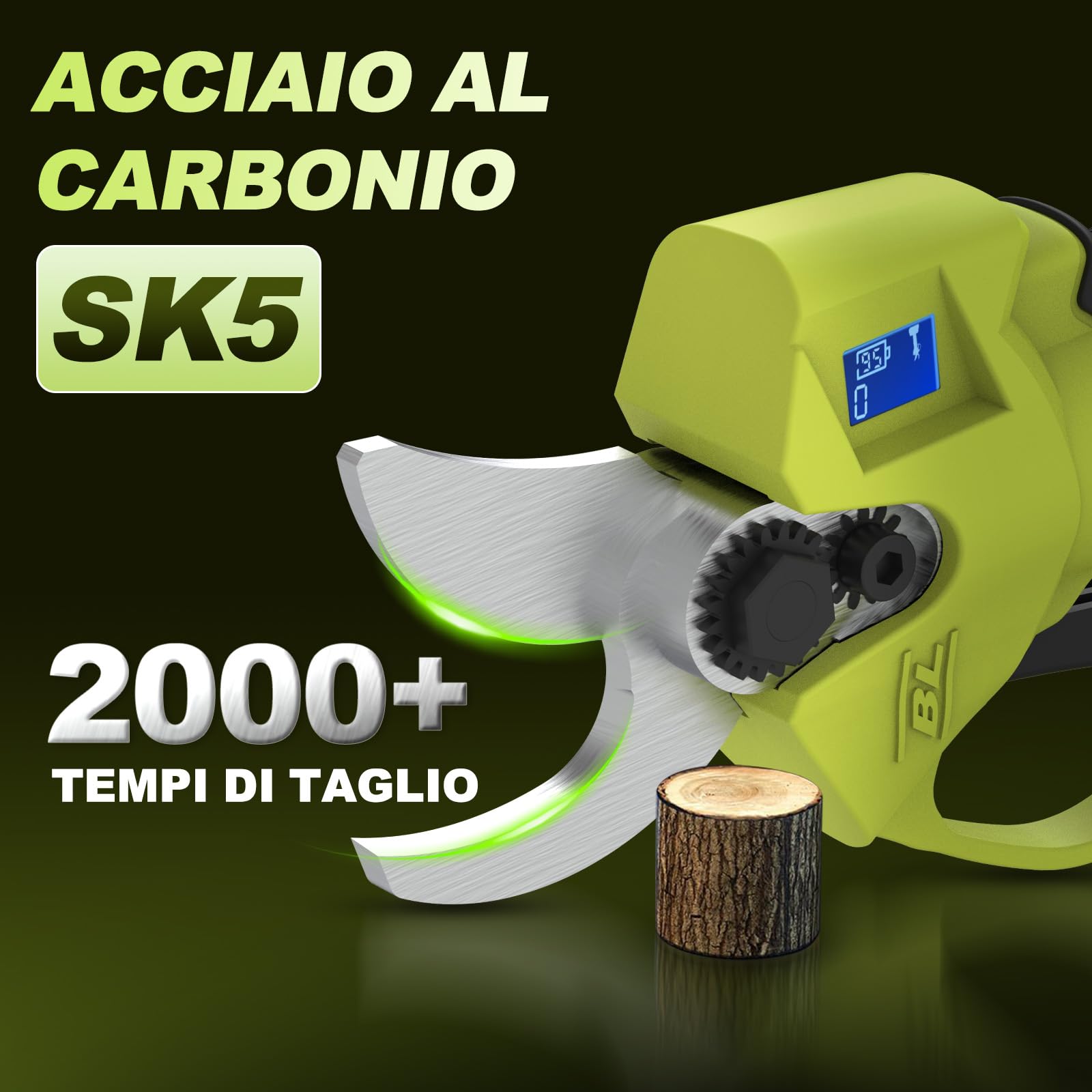 DEWINNER Forbici Potatura a Batteria Brushless 200W, Lama SK5, LCD Display, 2x2000mAh Batterie, 25mm Diametro Regolabile, Cesoie Elettriche Senza Fili per Alberi, Fiori, Frutteti, Giardino