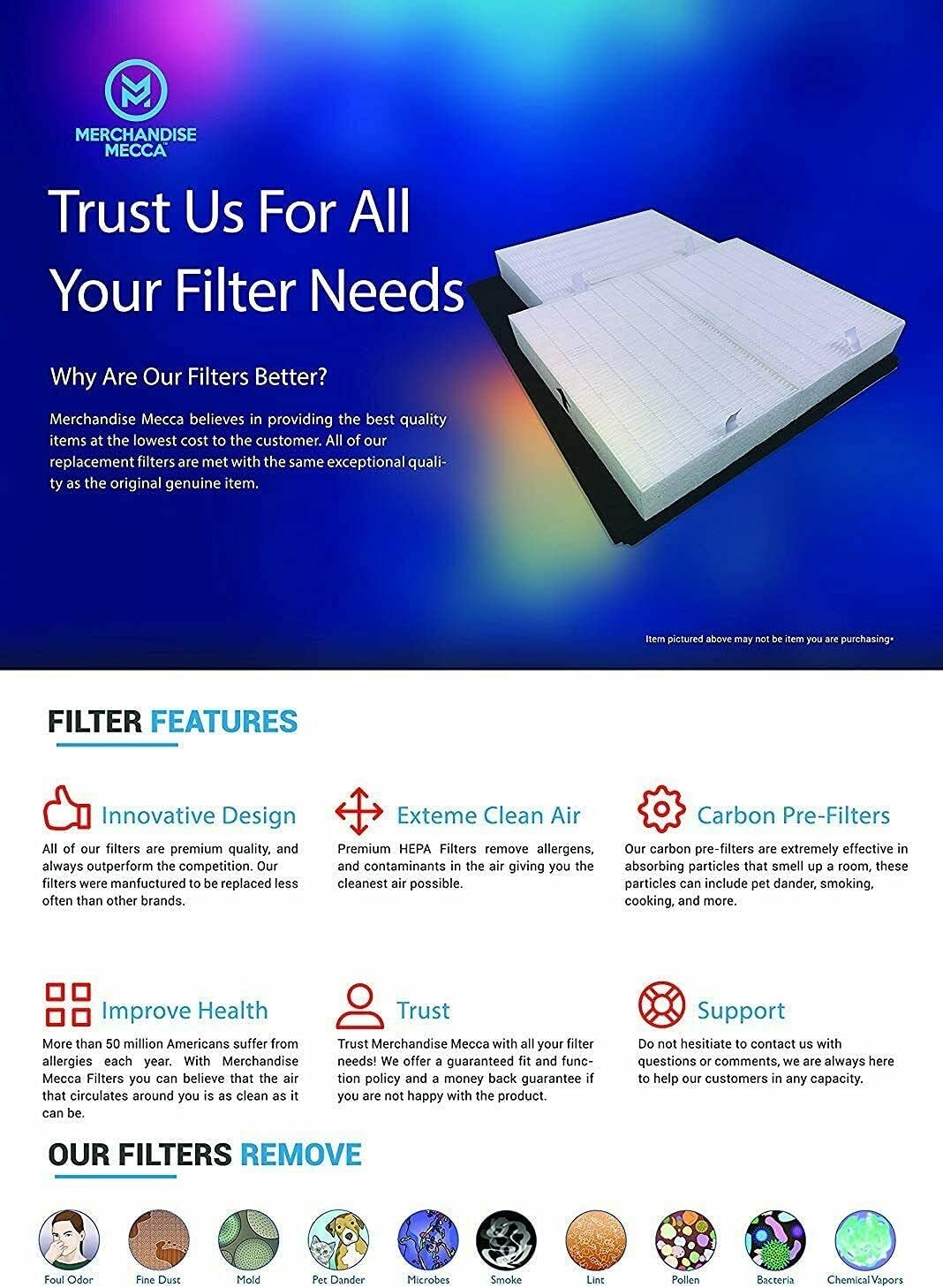 Merchandise Mecca Replacement 1 HEPA Filter and 4 Carbon Pre-Filters Compatible with Fellowes HF-300 fits Fellowes AP300PH HF300 AeraMax 290 300 DX95 Model…