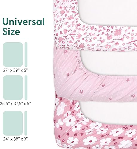 Miniatura 3 de The Peanutshell Pack n Play Sábanas para bebé, sábanas bajeras para cuna, sábanas de corral, corralito, ropa de cama portátil para cuna, margaritas