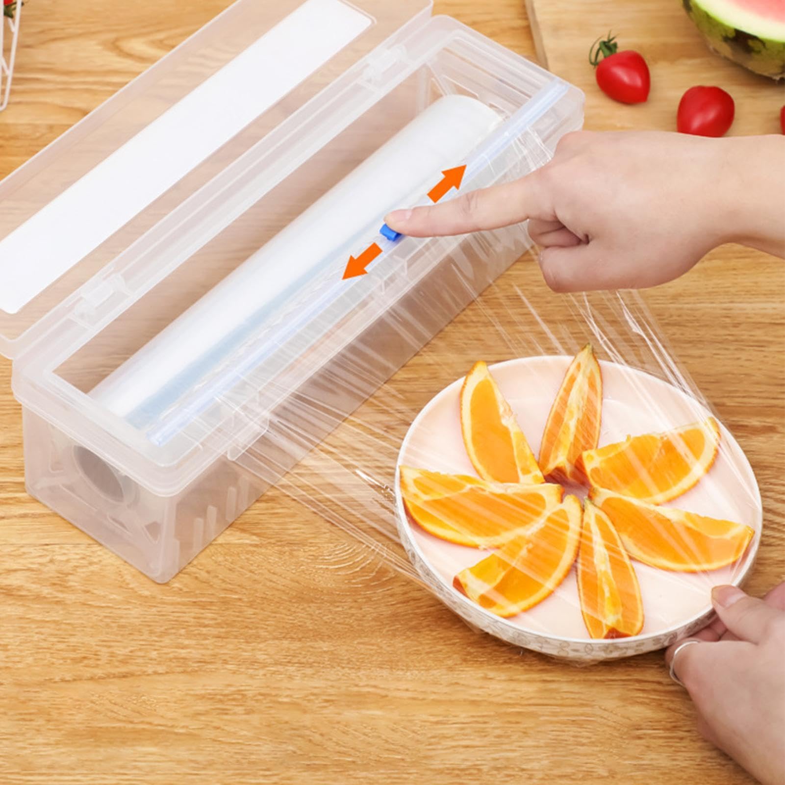 Distributeur de film étirable de 45 cm avec cutter, distributeur de film étirable et cutter, distributeur de papier alimentaire rechargeable avec cutter coulissant pour la maison et la cuisine