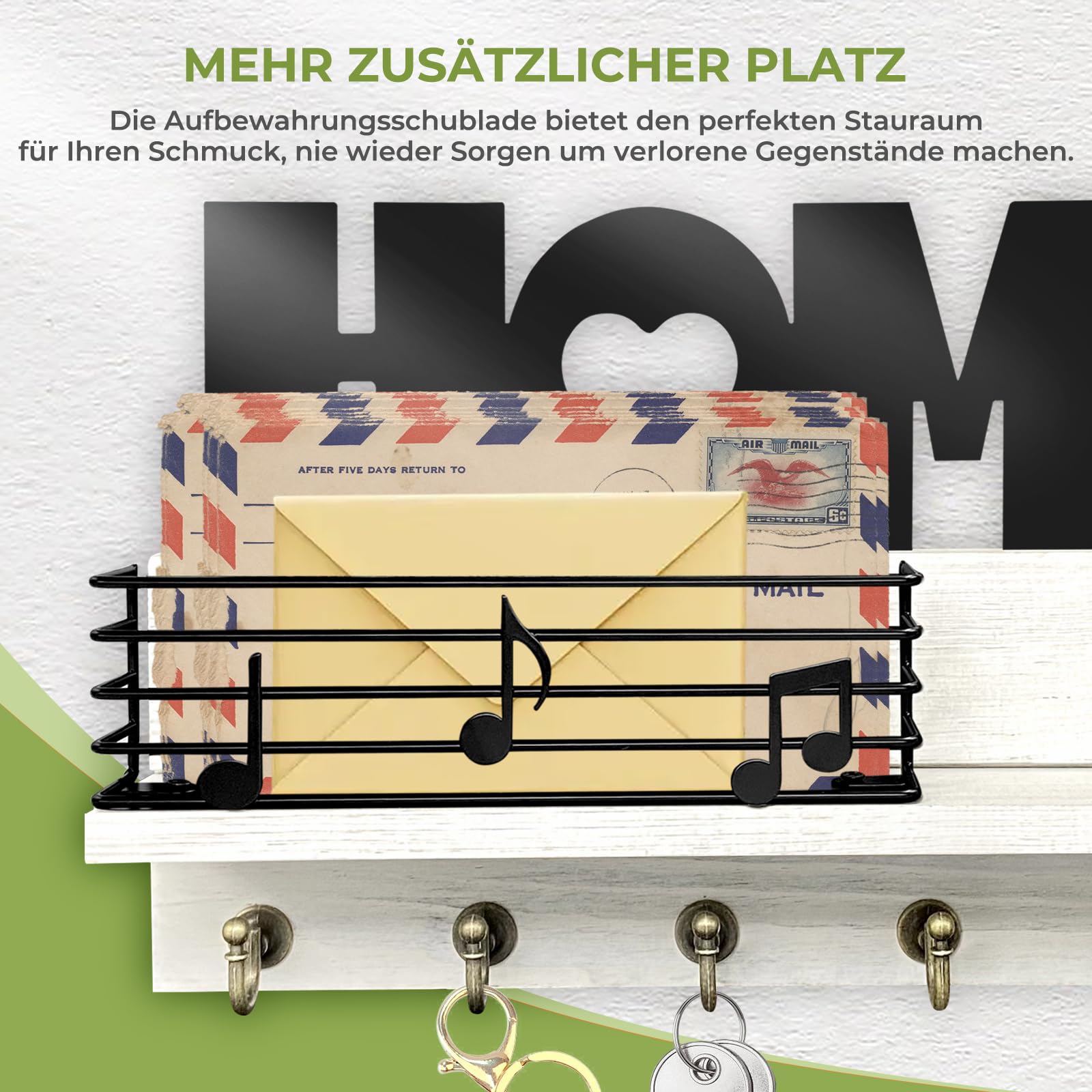 Sleutelrek met plank - Woondecoratie sleutelkast vintage, rustieke