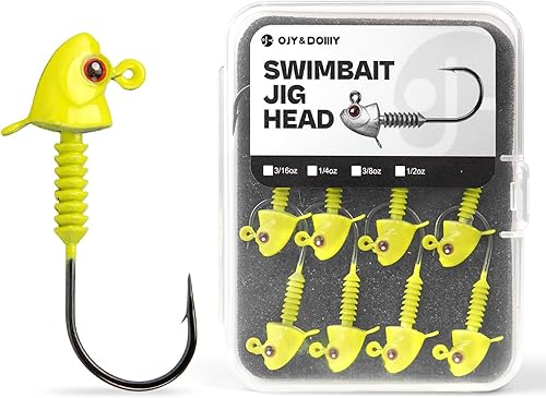 Swimbait Jig Heads con soporte de cono apilado, minnow estilo ojo pesca jighead 3/16 1/4 3/8 1/2 oz (15 piezas)