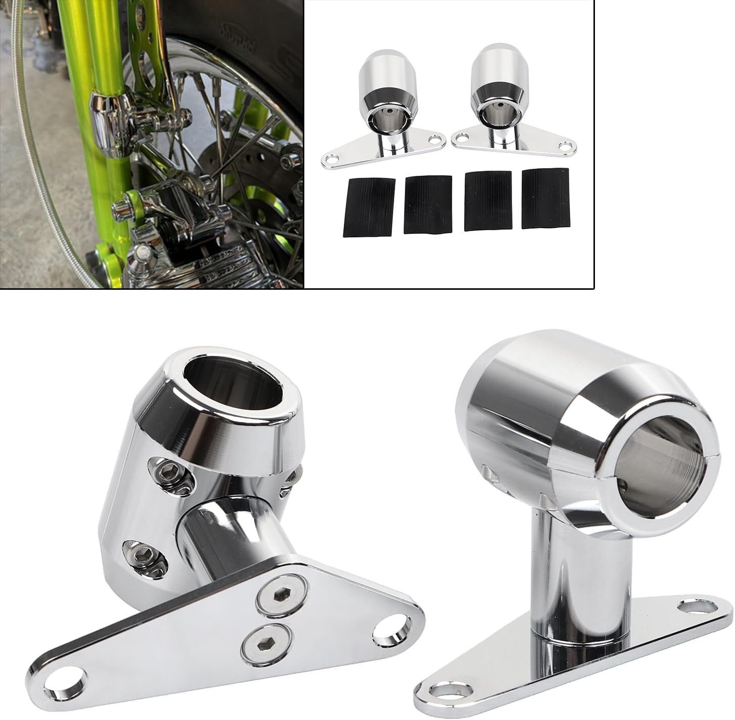 Chrome 0-6" DNA Springer Leg Front End Fender Mount Tabs Set Fit For Harley Chopper Midwest Custom