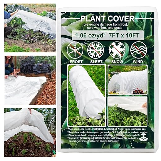 Plant Covers Freeze Protection, Antifrost Cover 7ft×10ft Reusable Rectangle Frost Protection Floating Row Cover Plant Blanket Garden Winterize Cover for Cold Weather Snow