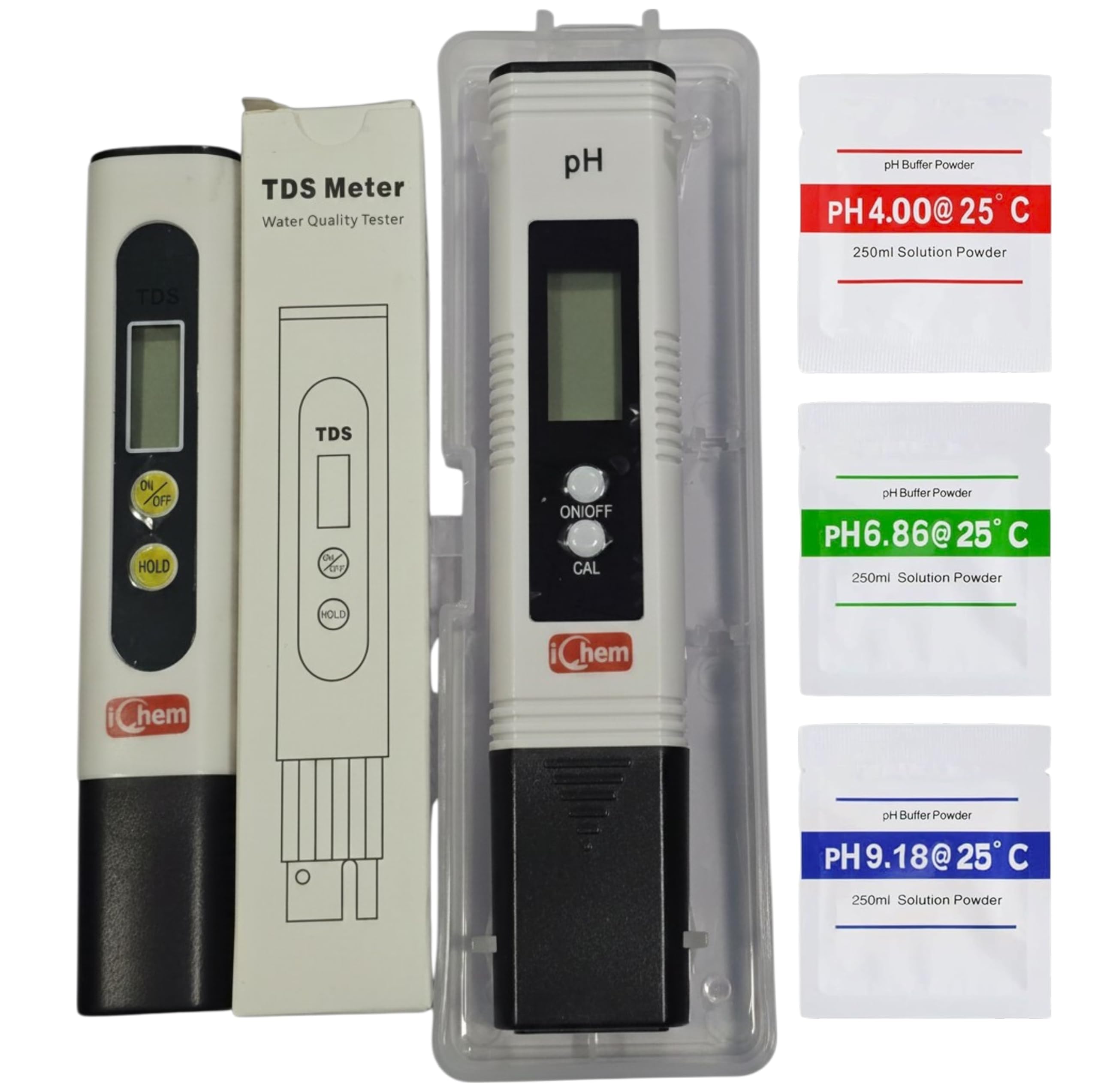 ICHEM TDS, PH Meter With 3 Buffer Powder, Pocket Type with Beaker Combo Pack,LCD PH Tester with Big Display.-image-11