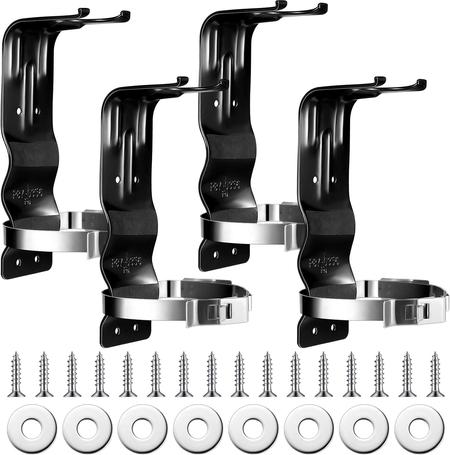 Therwen 4 Pack Metal Heavy Duty Fire Extinguisher Brackets 2.5 lb Wall Mount Fire Extinguisher Holder for Home Car Boat Truck Vehicle