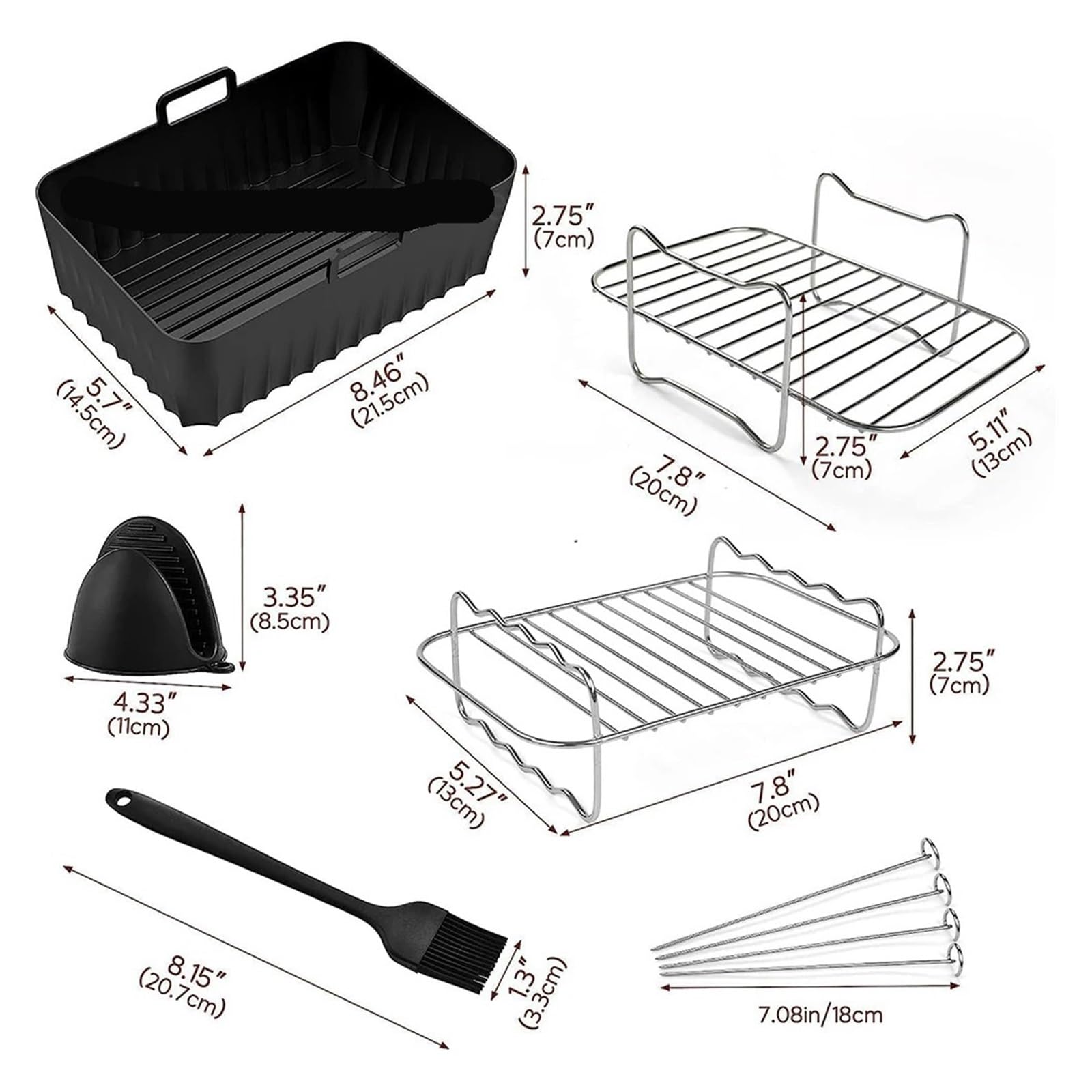 Juego de accesorios para freidora de aire, compatible con Ninja, AF400EU AF300EU | Double Stack XL - Molde de silicona para freidora de aire de 7.6 a 9.5 L (2 estantes para freidora de aire)